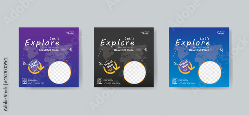 Travel Flyer Layout with 3 Color Accents Template