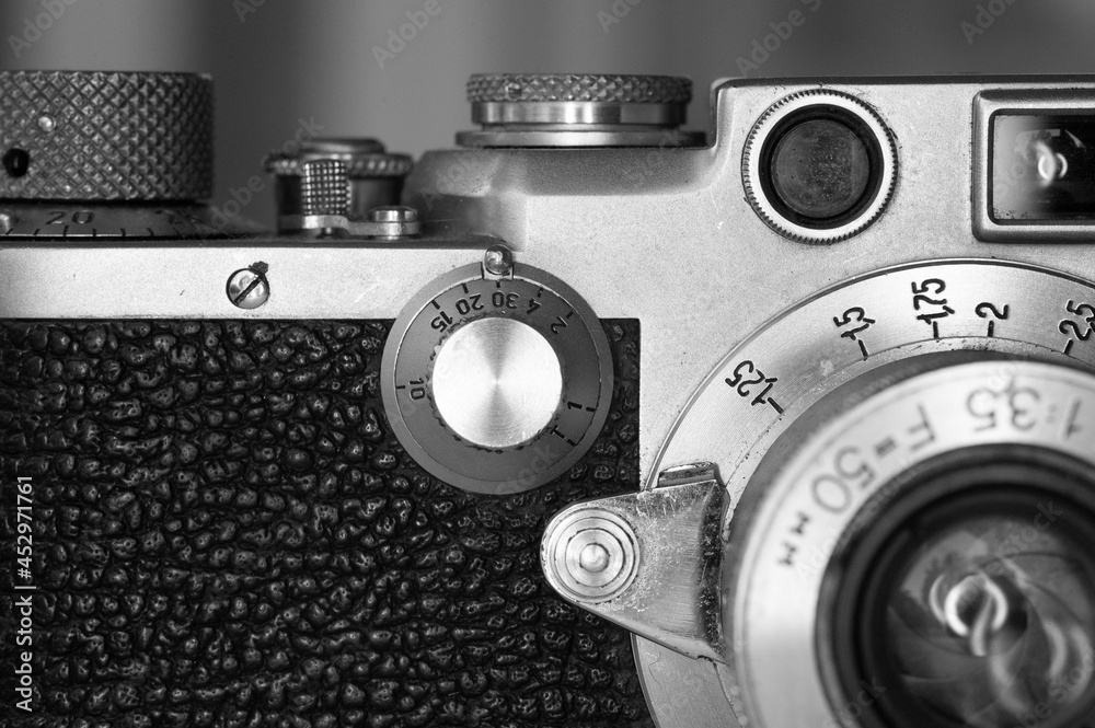 Vintage rangefinder camera with 50mm lens