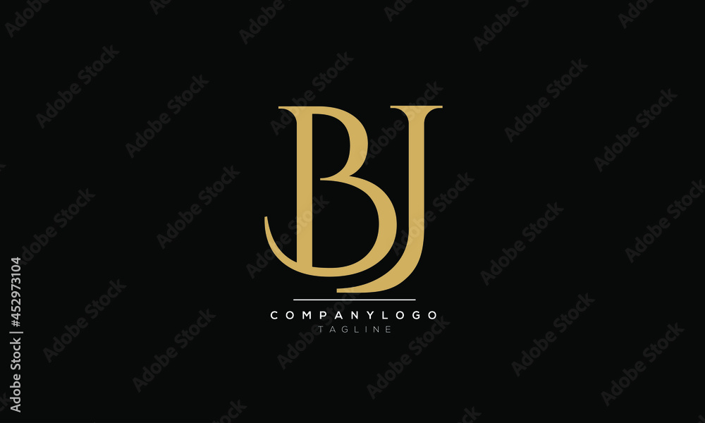 Initial Letter BJ Logo Design:: tasmeemME.com
