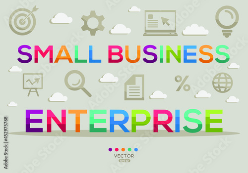 Creative (small business enterprise) Banner Word with Icons, Vector illustration.