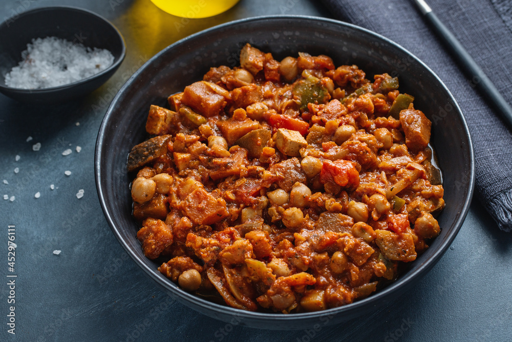 Stew vegetables with tofu in bowl Stew vegetables with tofu in bowl
