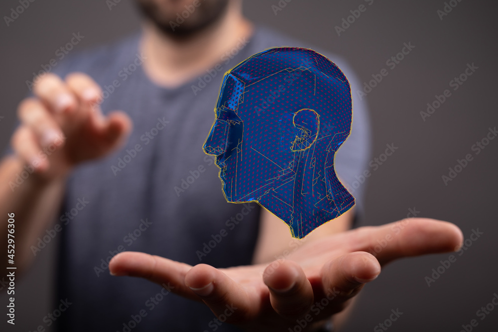 Fototapeta premium Human head and brain.Deep learning , Machine learning and artificial intelligence , AI Technology,