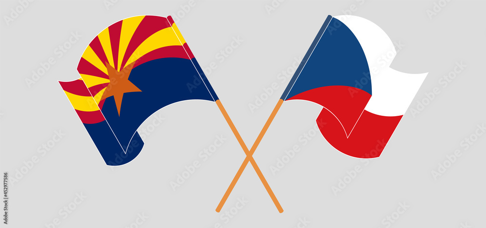 Crossed and waving flags of the State of Arizona and Czech Republic Crossed and waving flags of the State of Arizona and Czech Republic