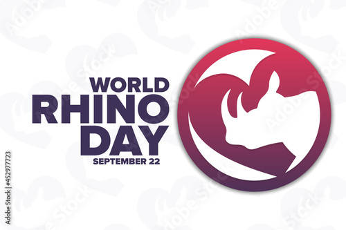 World Rhino Day. September 22. Holiday concept. Template for background, banner, card, poster with text inscription. Vector EPS10 illustration.