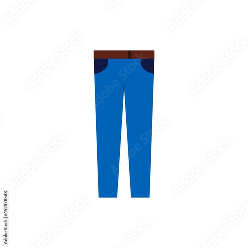 Denim pants or jeans color line icon. Fashion clothes or apparel. Trendy flat isolated outline symbol sign can be used for: illustration, logo, mobile app, design, web, dev, ui, ux, gui. Vector EPS 10