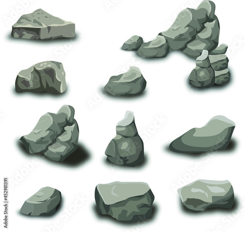 stones. stones of different shapes. set of stones