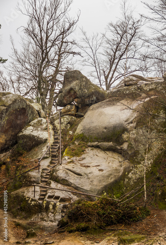 the rocks of Dovbush in Ukrainian Carpathian