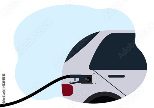Illustration of a car with a hose in the gas tank