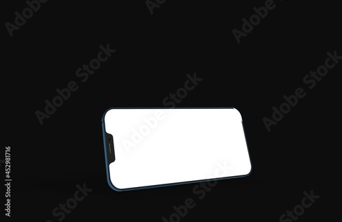 Realistic isometric black frameless smartphone mockup perspective 3d.