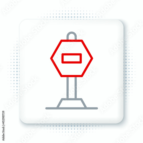 Line Stop sign icon isolated on white background. Traffic regulatory warning stop symbol. Colorful outline concept. Vector