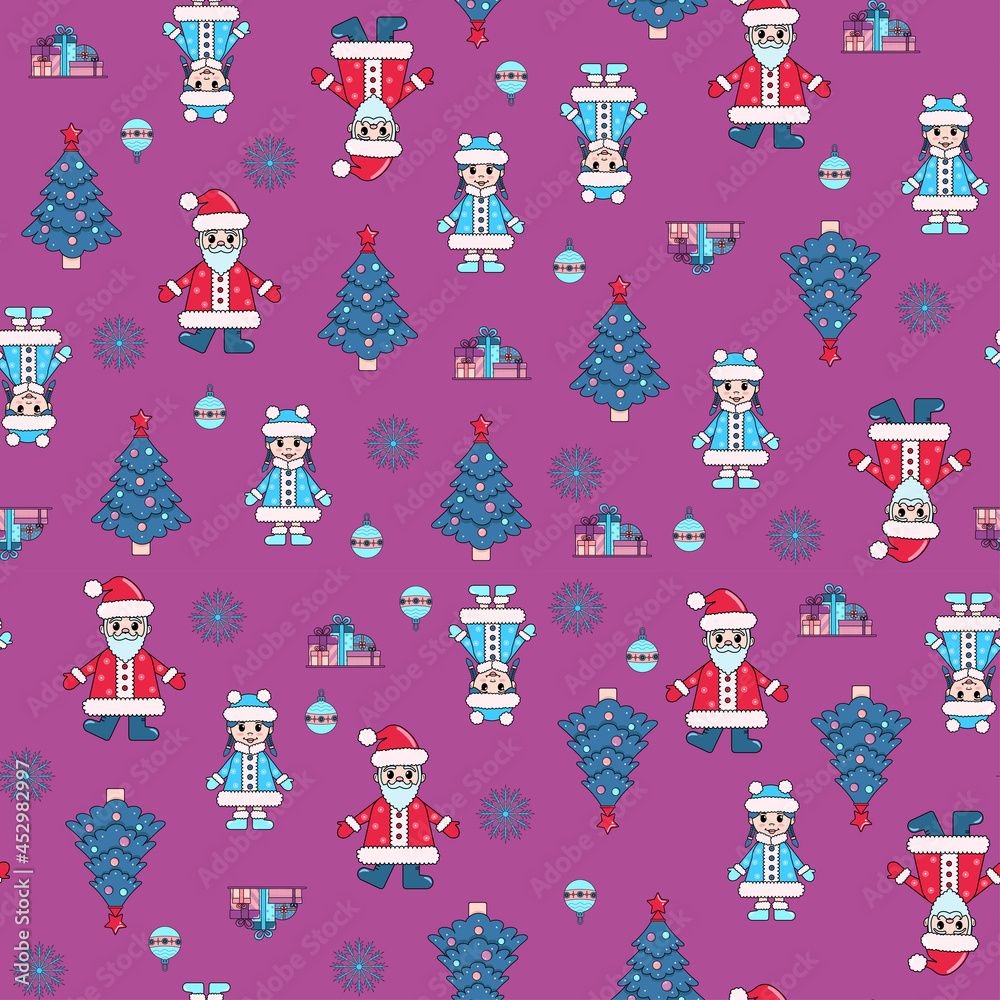 New year's Christmas seamless pattern . Isolated, vector background