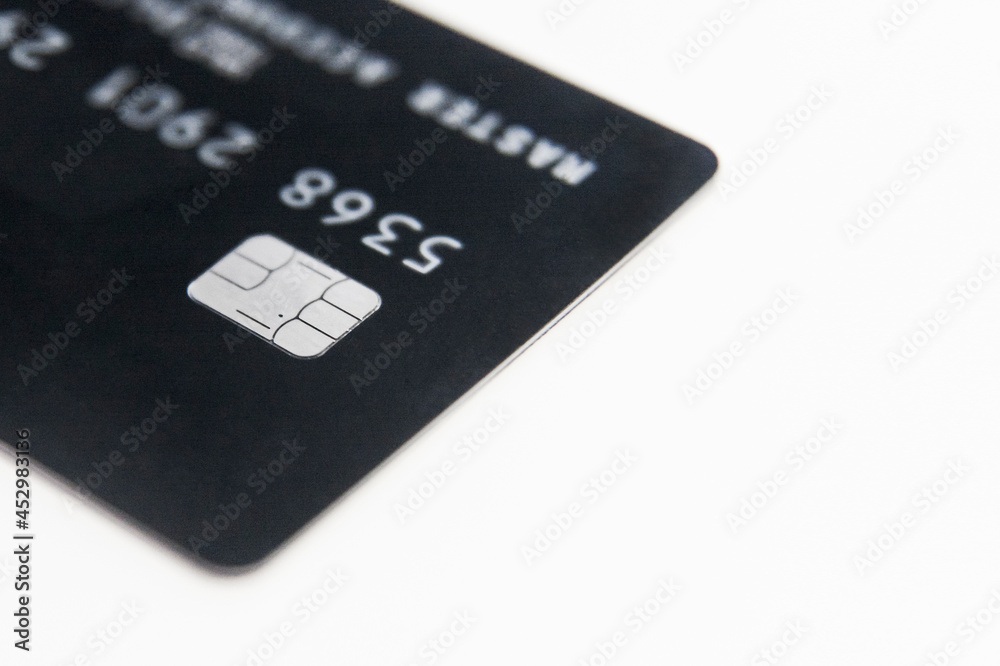 Close up of Credit Card on white background with Copyspace Close up of Credit Card on white background with Copyspace