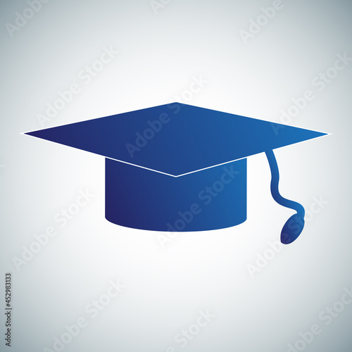 Graduation cap icon isolated on gray background. Graduation cap icon for web site, education app and logo design. Creative art concept, vector illustration