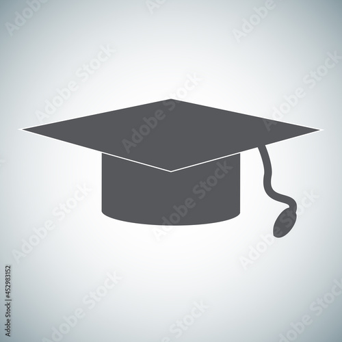 Graduation cap icon isolated on gray background. Graduation cap icon for web site, education app and logo design. Creative art concept, vector illustration