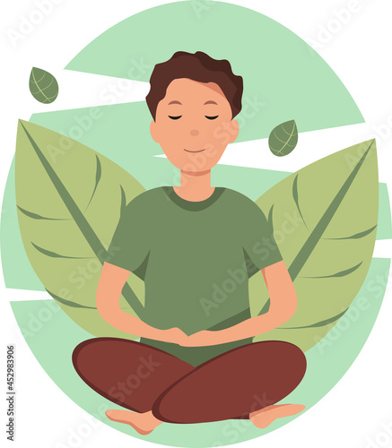 Vector illustration of a male boy doing yoga
