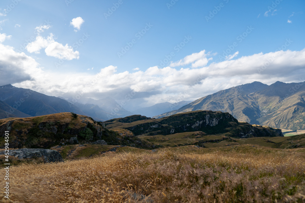 Rocky Mountain near Diamond Lake in the Mt Aspiring National Park near Wanaka, New Zealand