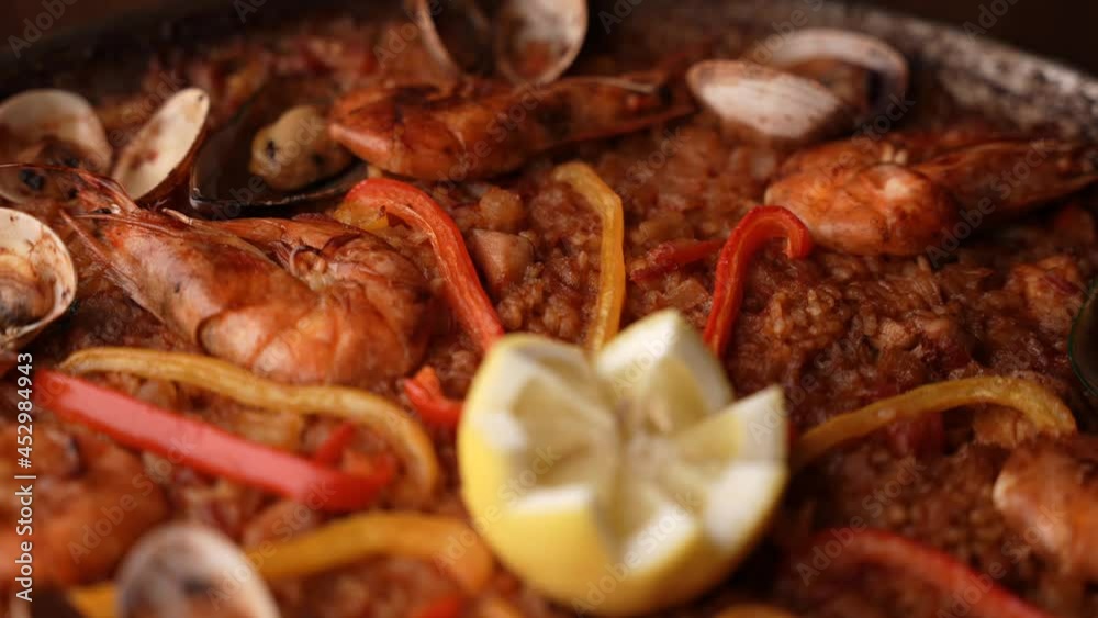 traditional seafood paella with shrimp and mussel traditional seafood paella with shrimp and mussel