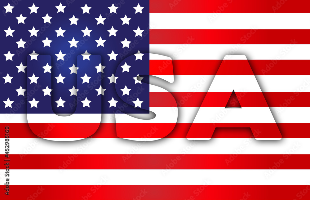 Naklejka premium Graphic image of the USA Flag with text USA embedded into image