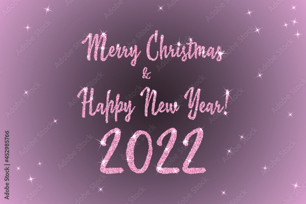 2022 Happy New Year and Merry Christmas premium vector greeting card. Confetti particles font calligraphy. Happy New Year wishes, 2022 of confetti scatter. Luxury banner.