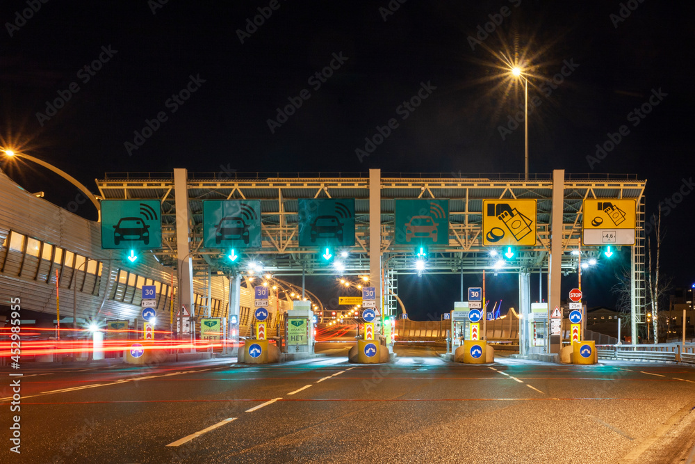 Fototapeta premium Point of payment on a toll highway in Russia, St. Petersburg
