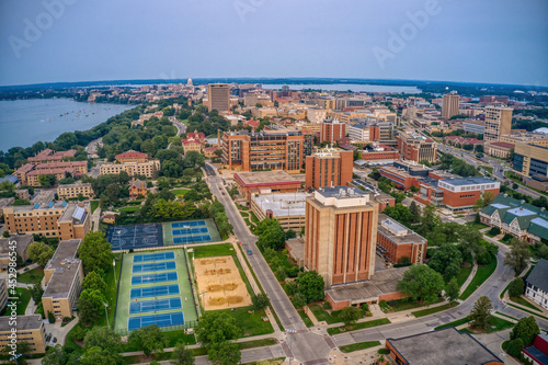 Aerial View of a large University in Madison, Wisconsin photo