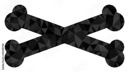 Low-poly bones constructed of random filled triangles. Triangle bones polygonal icon illustration. Bones icon is filled with triangles. Flat geometric mesh illustration based on bones icon.