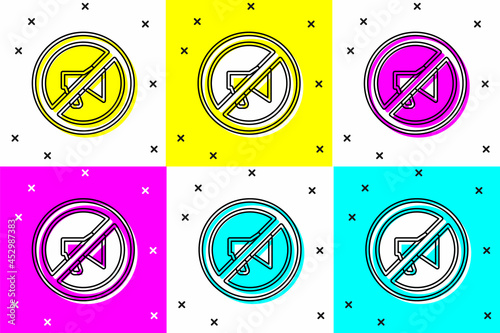 Set Censored stamp icon isolated on color background. Vector