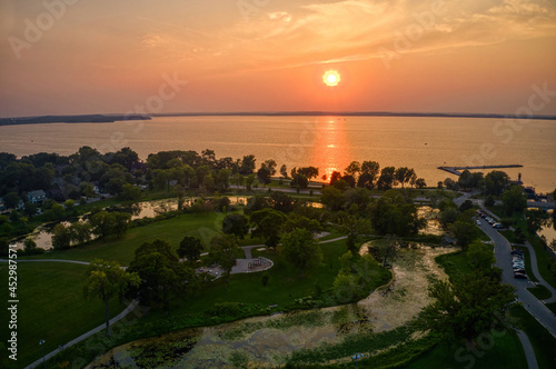 Aerial View of Lake Mendota in a Madison, Wisconsin City Park photo