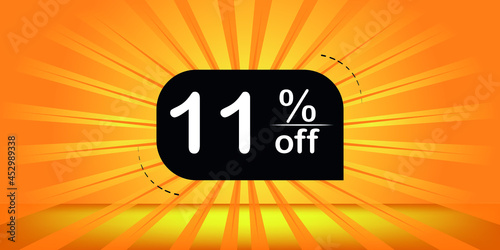 11% off - orange and black banner - discount banner for big sales.