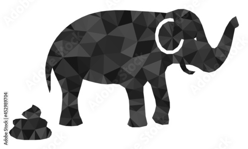 Low-poly elephant shit constructed with randomized filled triangles. Triangle elephant shit polygonal symbol illustration. Elephant Shit icon is filled with triangles. photo