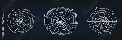 Set of spider web symbols, realistic spiderweb.