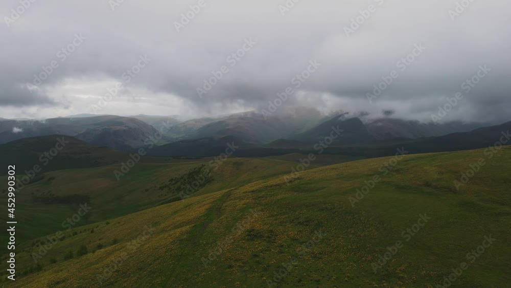 Epic Landscape of Highland Plateau on Rainy Day. Aerial View Epic Landscape of Highland Plateau on Rainy Day. Aerial View
