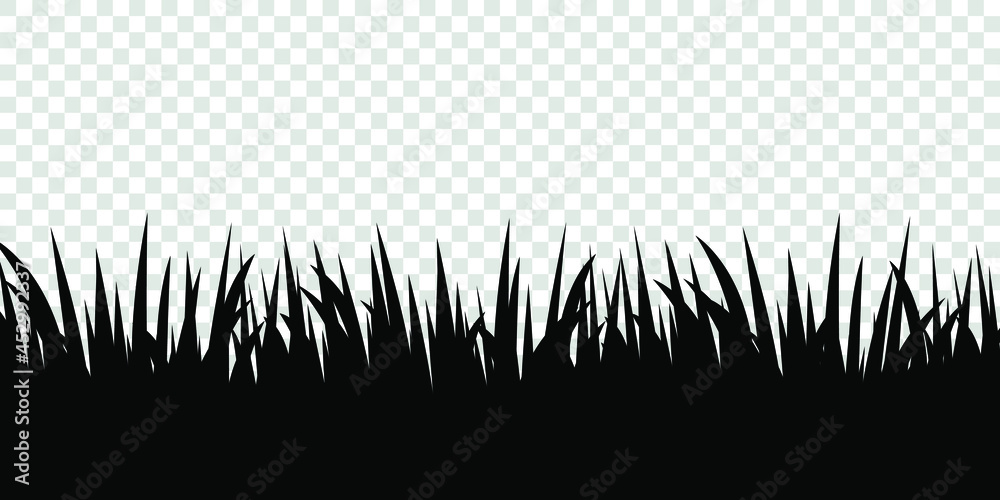 Black grass transparent background. Vector illustration. Stock Vector