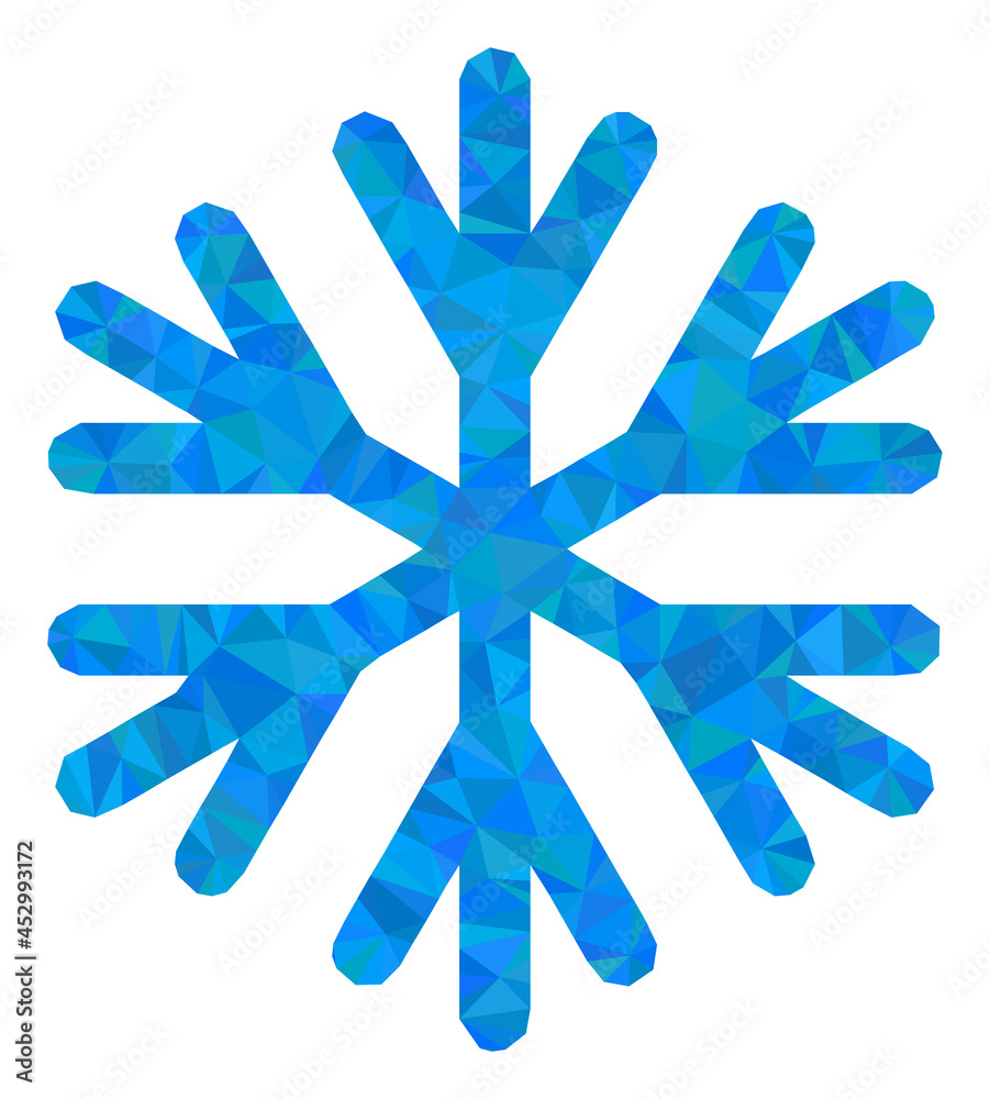 Low-poly snow flake constructed with chaotic filled triangles. Triangle snow flake polygonal icon illustration. Snow Flake icon is filled with triangles. Low-poly snow flake constructed with chaotic filled triangles. Triangle snow flake polygonal icon illustration. Snow Flake icon is filled with triangles.