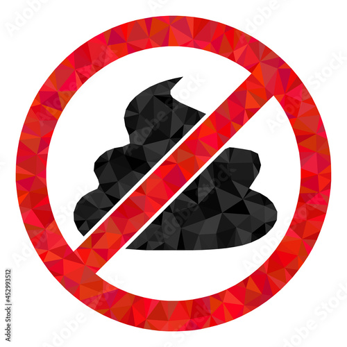Low-poly stop shit designed with chaotic filled triangles. Triangle stop shit polygonal icon illustration. Stop Shit icon is filled with triangles.