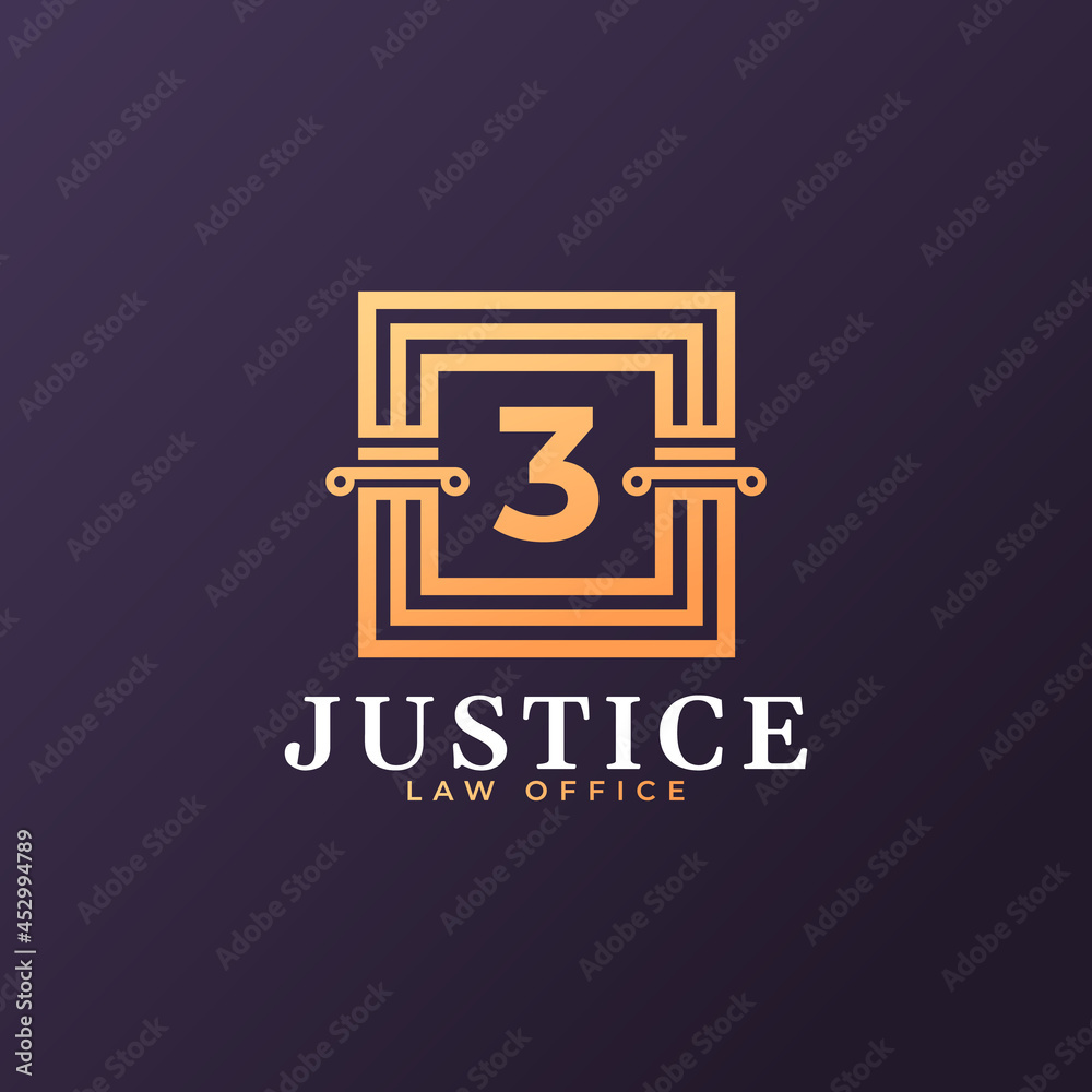 Law Firm Number 3 Logo Design Template Element