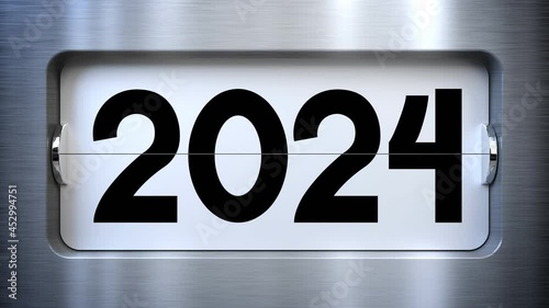 Modern flip calendar turning through the years from 2021 to 2031 - 3D 4k animation (3840x2160 px).