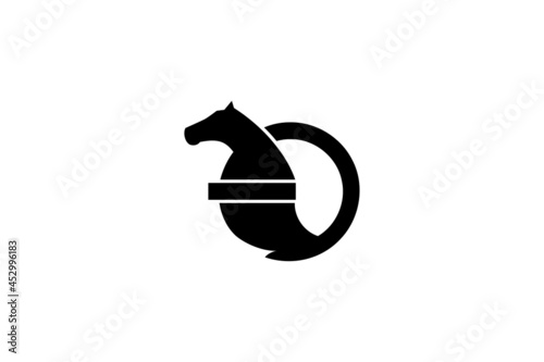 vector logo element with power button and horse illustration. Usable for technology logo, energy and general business logo