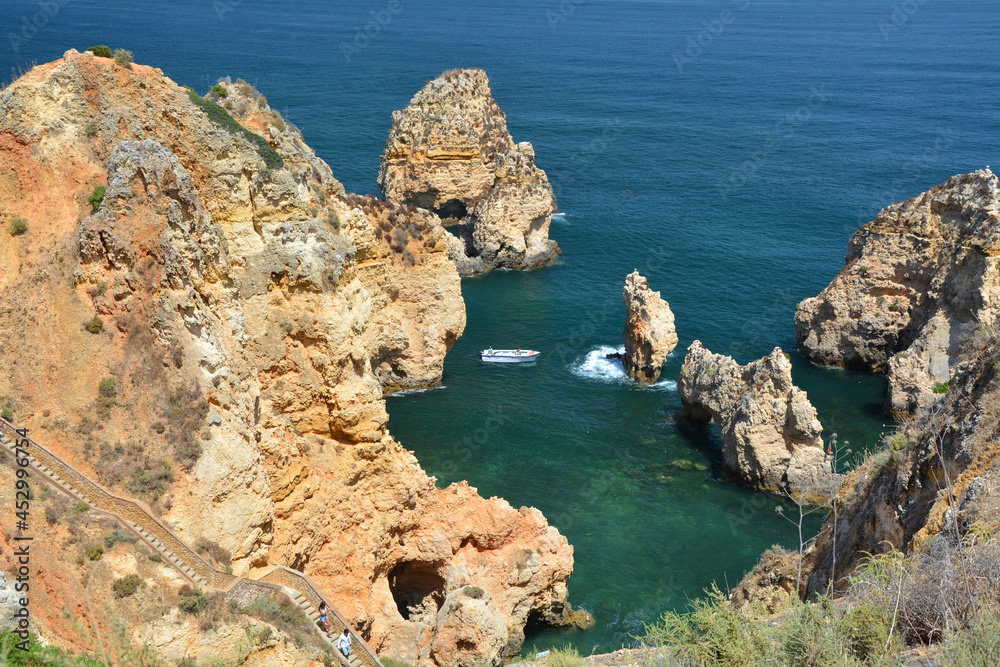 Ponta da Piedade bay, cliffs and rocks in Algarve, Portugal.