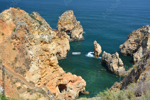 Ponta da Piedade bay, cliffs and rocks in Algarve, Portugal.