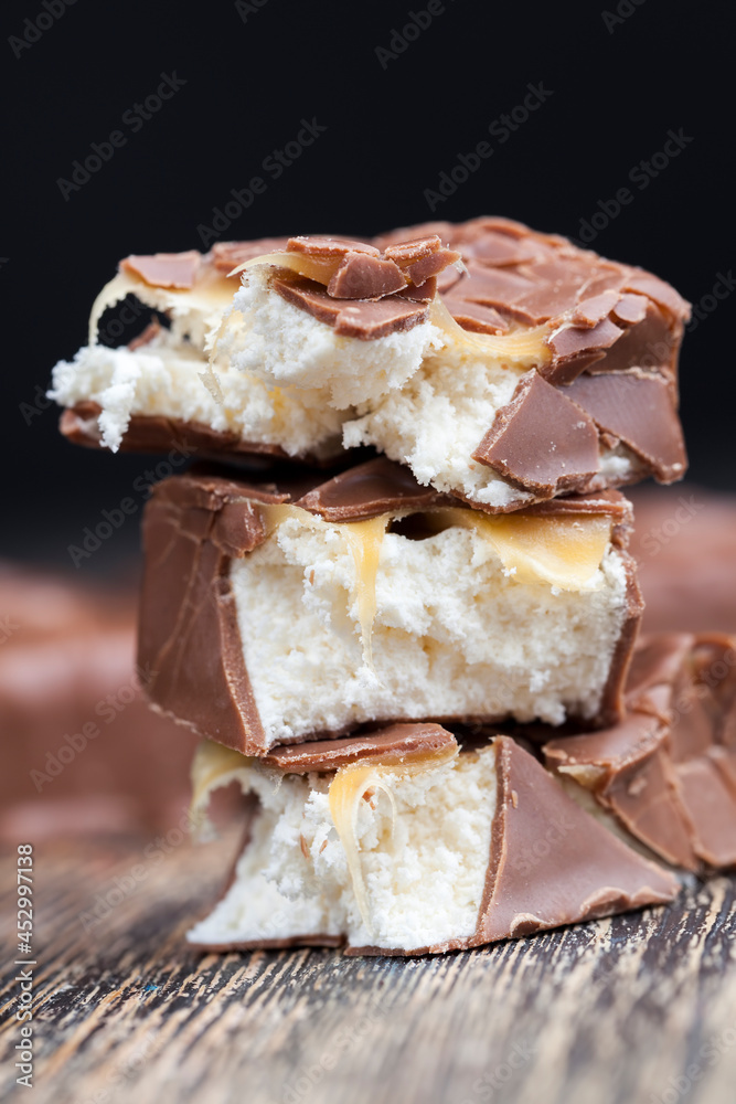 creamy nougat covered with milk chocolate creamy nougat covered with milk chocolate