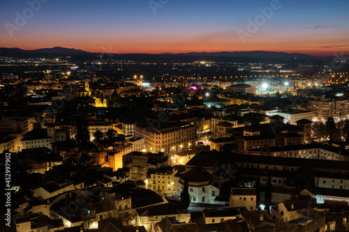 Aerial view of the city of Granada. Photo taken at night