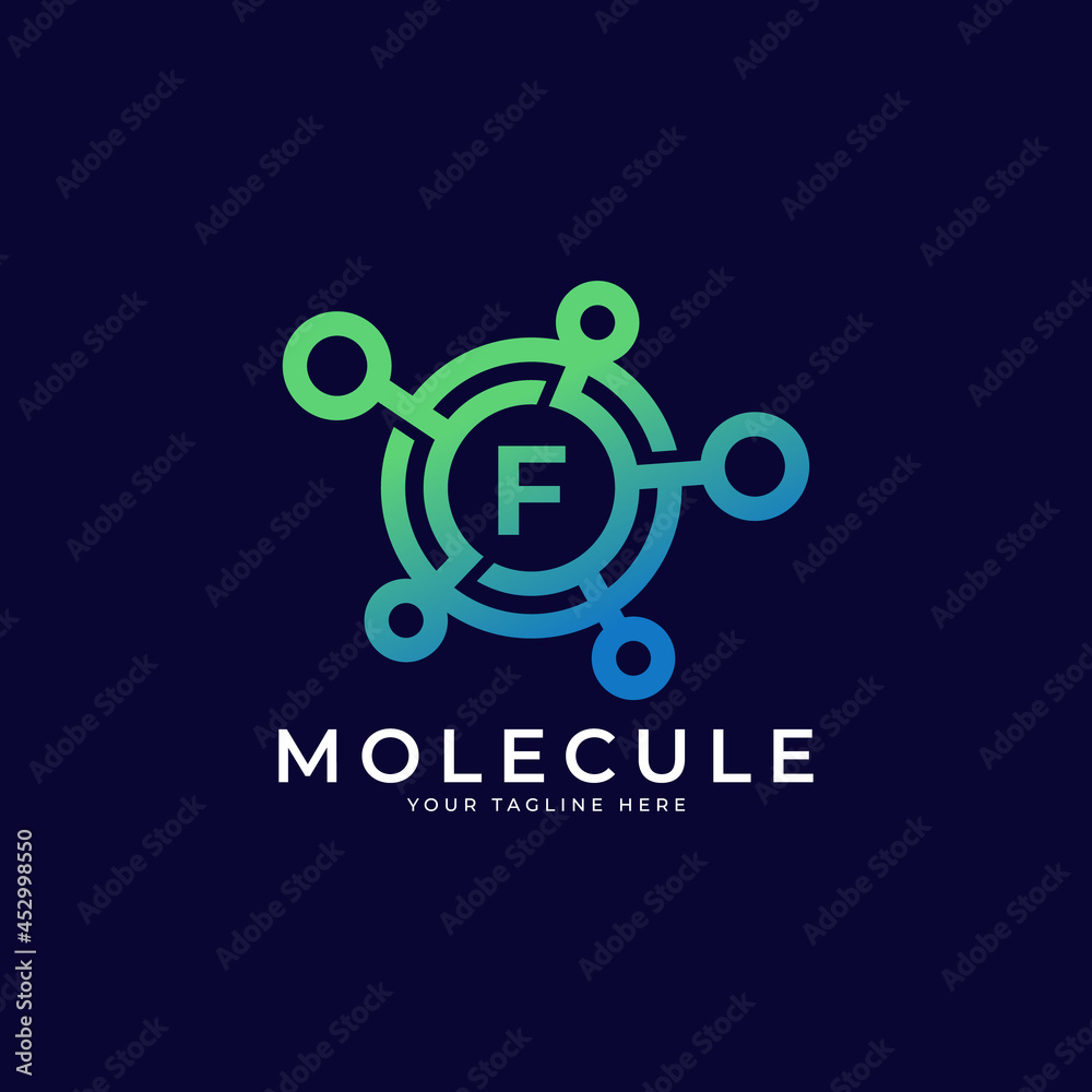 Medical Logo. Initial Letter F Molecule Logo Design Template Element. Medical Logo. Initial Letter F Molecule Logo Design Template Element.