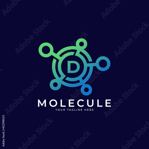 Medical Logo. Initial Letter D Molecule Logo Design Template Element.