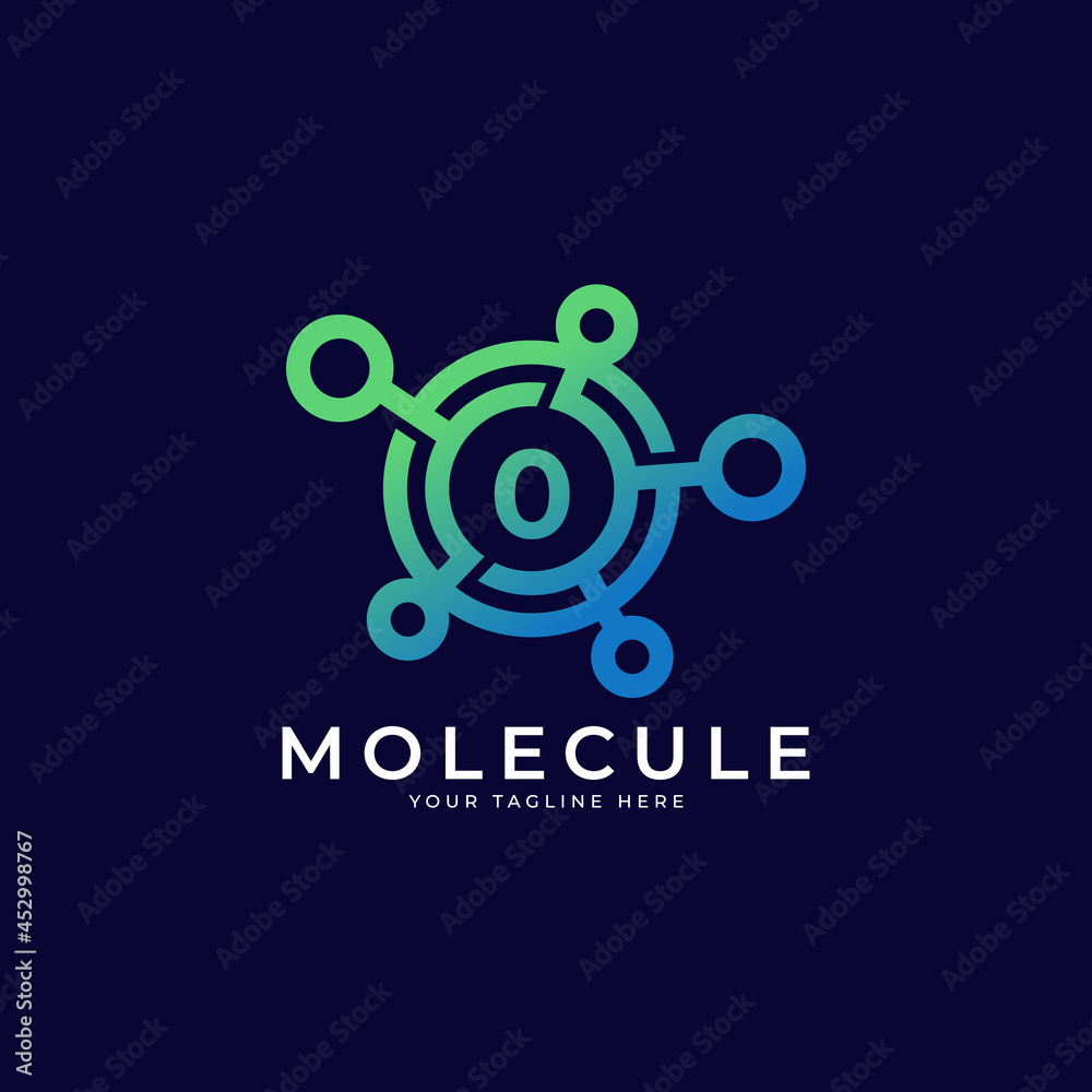 Medical Logo. Number 0 Molecule Logo Design Template Element.