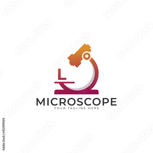 Laboratory Logo. Initial Letter L Microscope Logo Design Template Element.