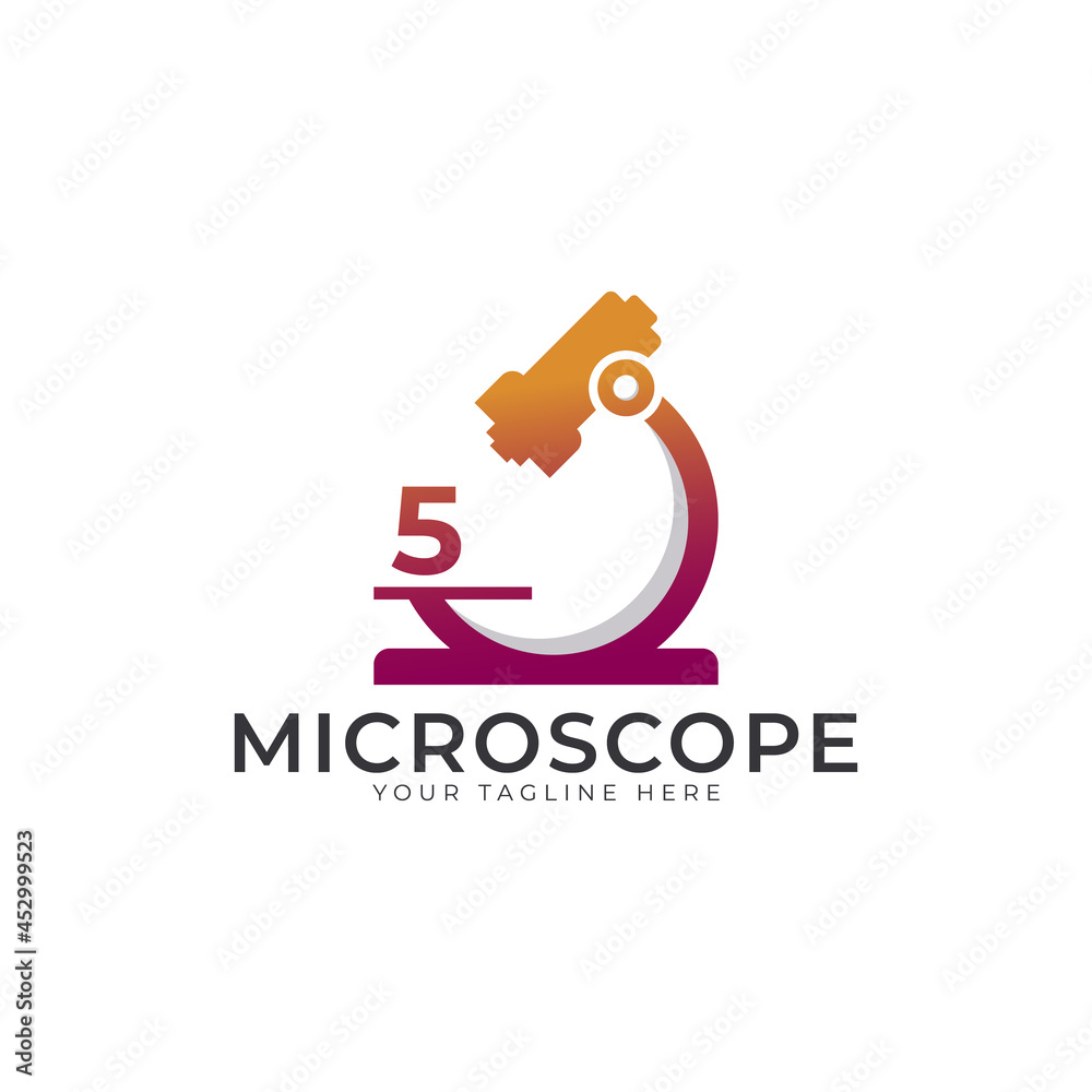 Laboratory Logo. Number 5 Microscope Logo Design Template Element. Laboratory Logo. Number 5 Microscope Logo Design Template Element.