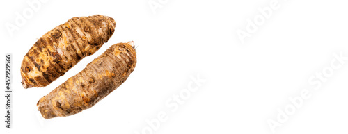 Healthy and organic taro root - Colocasia esculenta photo