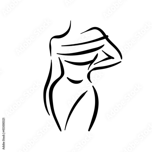 Female body silhouette line. Woman fashion art.