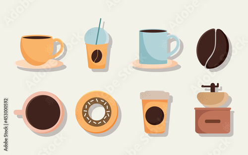 coffee beverages icon set